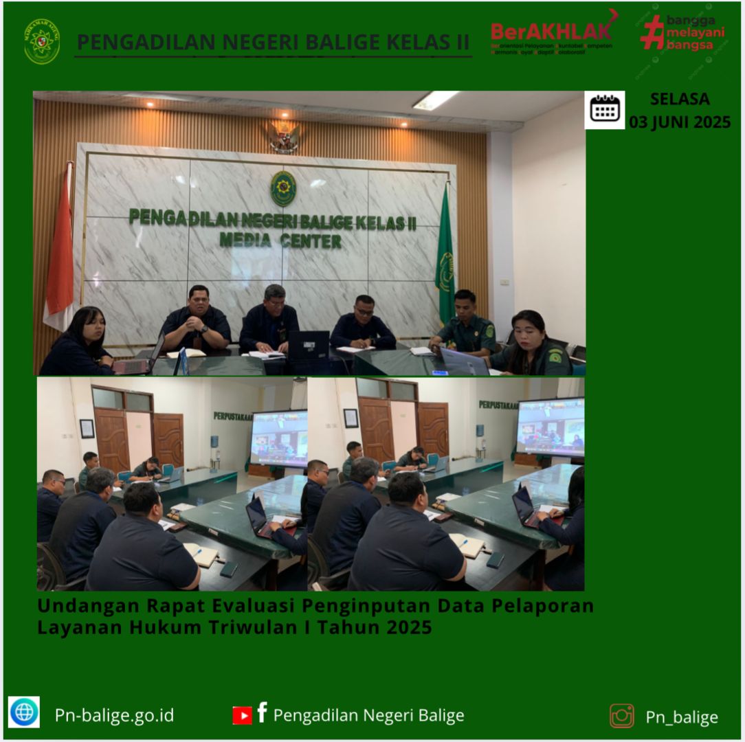RAPAT EVALUASI PENGINPUTAN DATA PELAPORAN LAYANAN HUKUM TRIWULAN I TAHUN 2025 SECARA DARING
